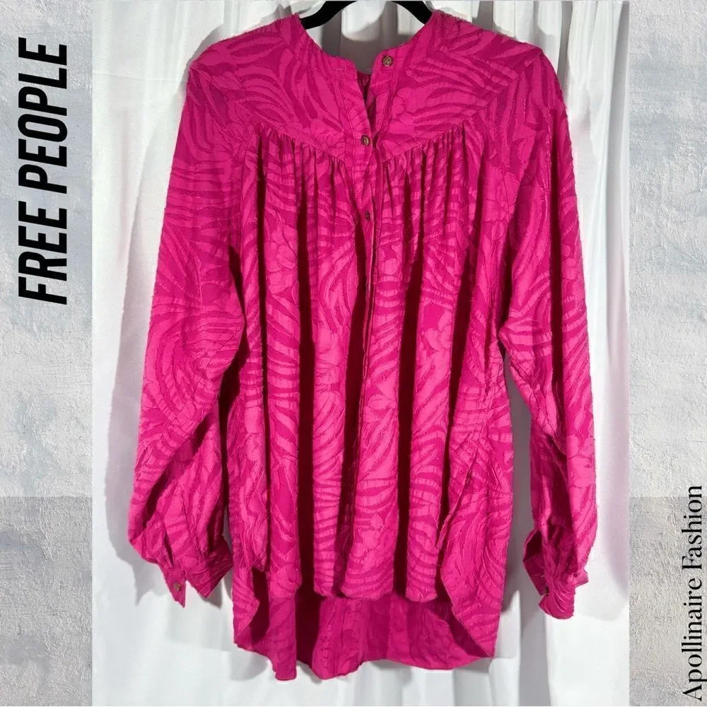 FREE PEOPLE CAN’T STOP DREAMING TUNIC OVERSIZED IN HOT PINK SMALL NWOT